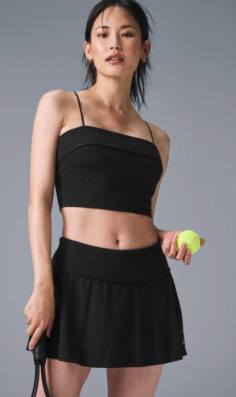 Alo Yoga Sports Bra Women Small Doubles Only Tank Black Chevron Chic Athleisure